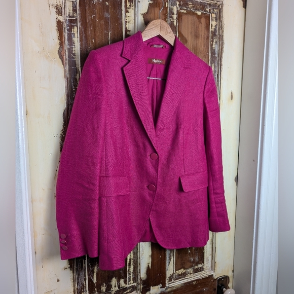 MaxMara Studio Italian Linen Blazer – Fuchsia Tailored Jacket – XXS/XS - Picture 3 of 13